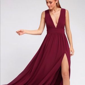 LuLu’s Heavenly Hues Burgundy Maxi Dress